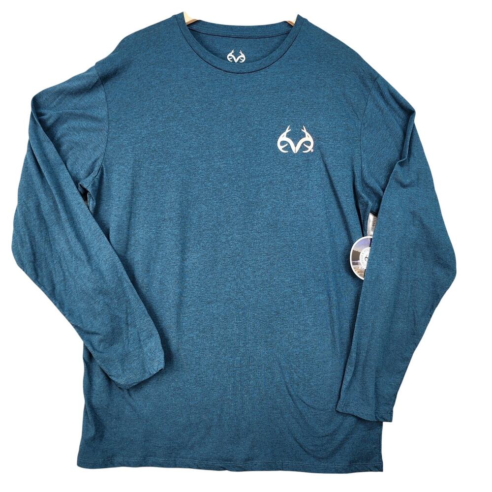 NWT Realtree Women’s XL Long Sleeve Blue T-Shirt Deer Antlers Logo Outdoor Camp - Picture 2 of 9